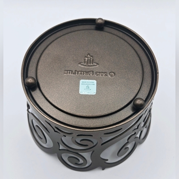 PartyLite Brown Metal Rustic Swirl 3 Wick Jar Candle Holder Retired 2013 - Picture 5 of 9